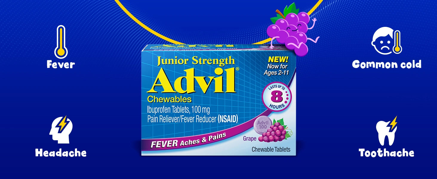 Children's Advil Junior Strength Ibuprofen 100mg Grape Chewable Tablets 24 ct