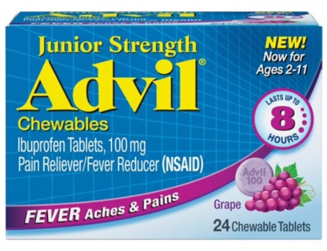 Children's Advil Junior Strength Ibuprofen 100mg Grape Chewable Tablets 24 ct