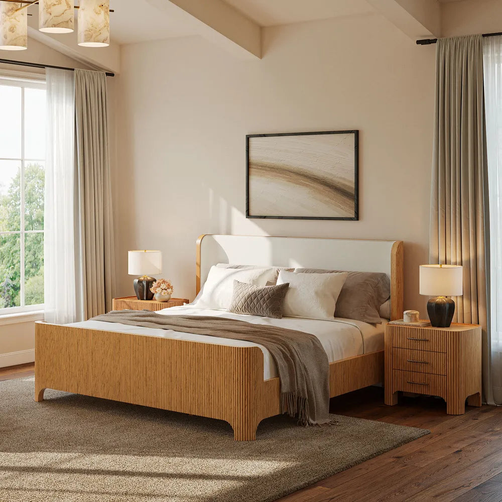 5-Piece Alexa Fluted Oak Bedroom Set – King Size Complete Bedroom Furniture Collection