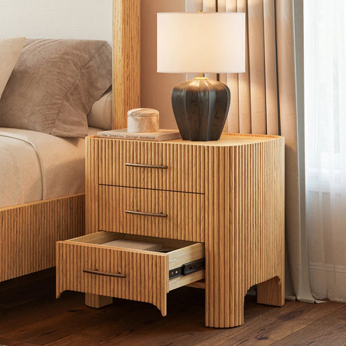5-Piece Alexa Fluted Oak Bedroom Set – King Size Complete Bedroom Furniture Collection