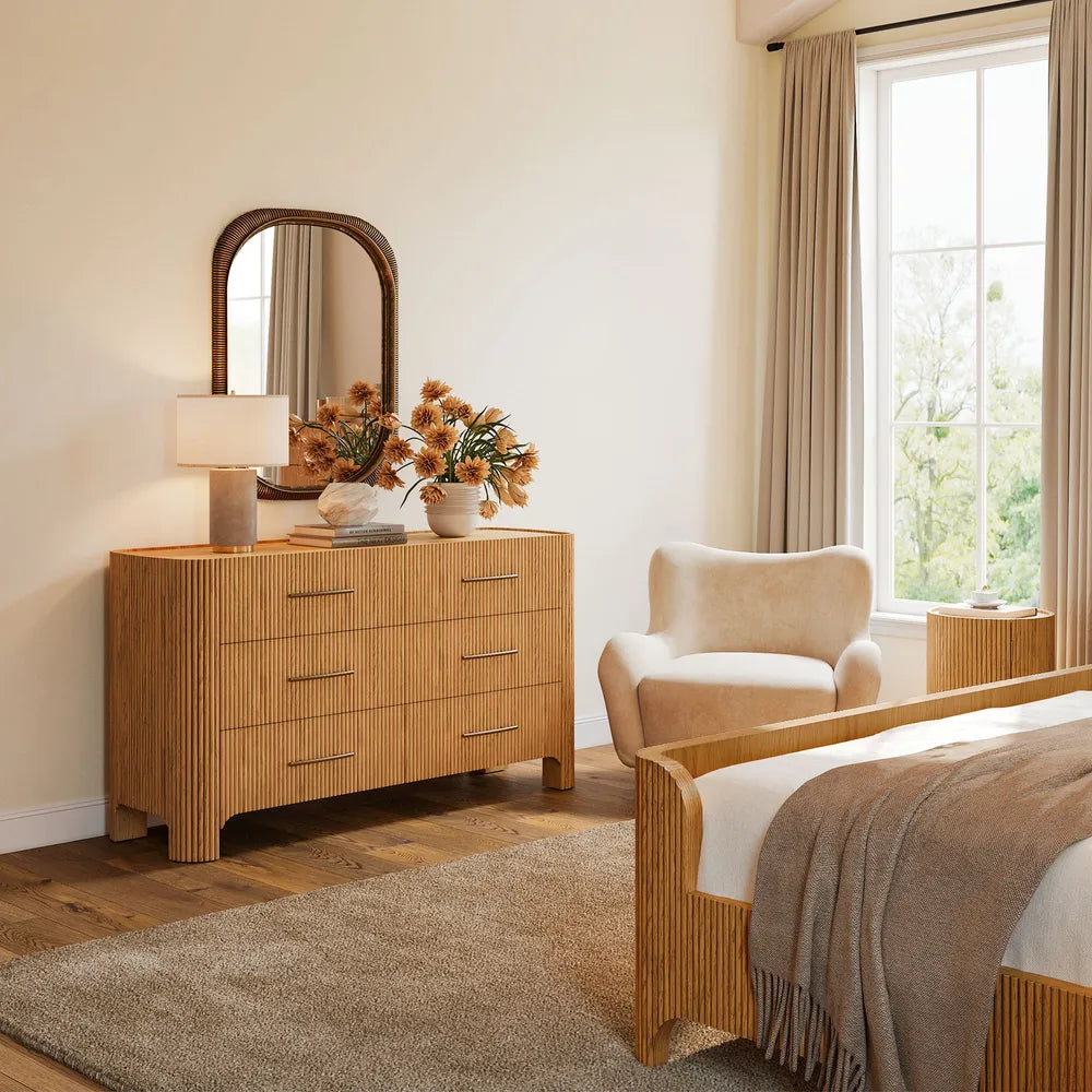 5-Piece Alexa Fluted Oak Bedroom Set – King Size Complete Bedroom Furniture Collection
