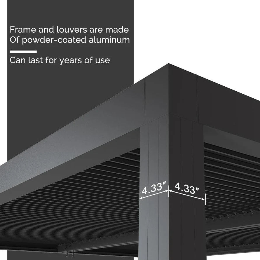 PURPLE LEAF Athena Louvered Pergola Outdoor Aluminum Pergola with Adjustable Roof for Deck Backyard Garden Hardtop Gazebo
